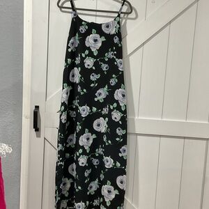 Elegant Black Dress with White Floral Pattern